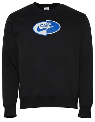 Nike Mens Nike Split Logo Fleece Crew - Mens Blue/Black Size S