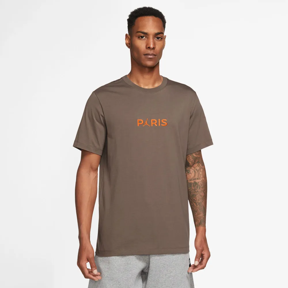 Jordan Mens Short Sleeve Wordmark T-Shirt - Palomino/Magma Orange