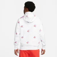 Nike Mens Club Pullover All Over Print Hoodie - Grey/White