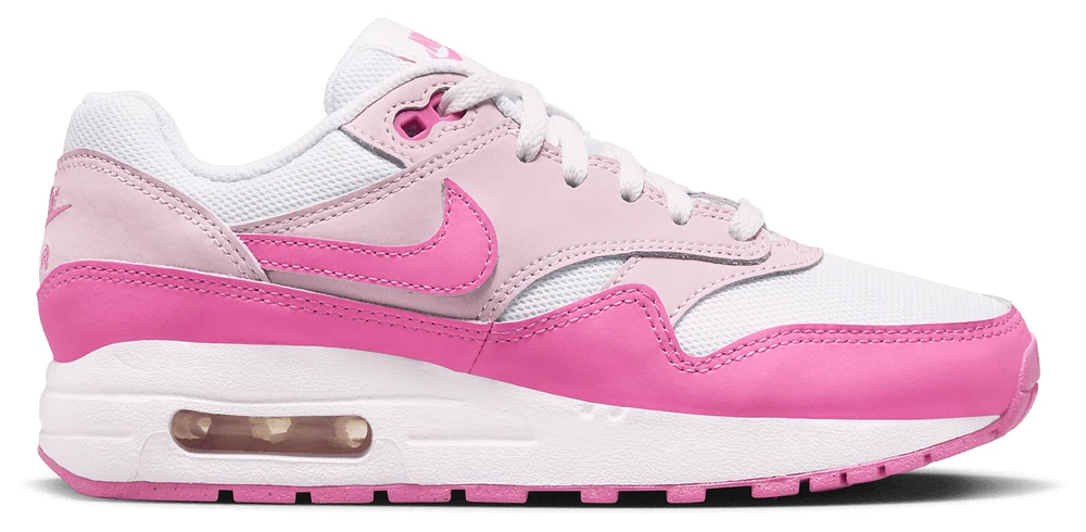 Nike Girls Air Max 1 - Girls' Grade School Running Shoes White/Playful Pink/Pink Foam