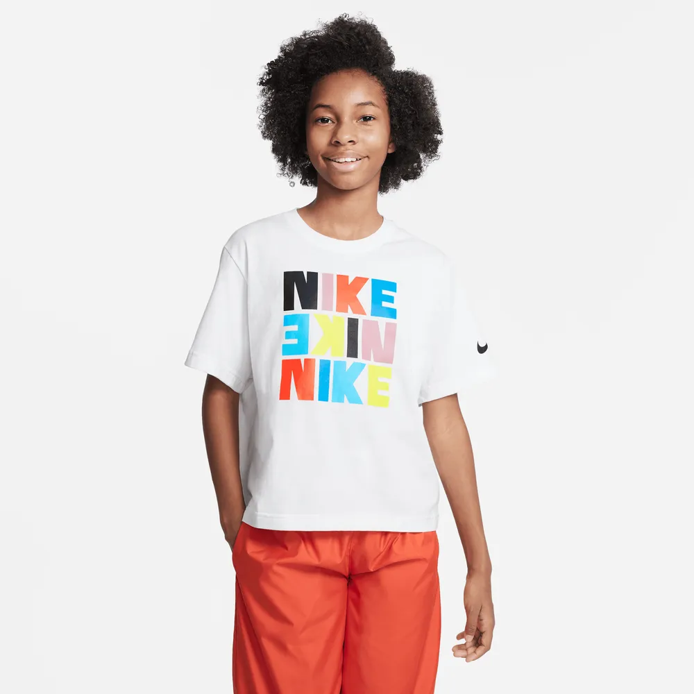 Nike Girls NSW Boxy Print T-Shirt - Girls' Grade School White