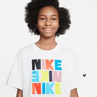 Nike Girls NSW Boxy Print T-Shirt - Girls' Grade School White