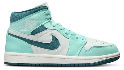 Jordan Womens AJ 1 Mid SE - Basketball Shoes Barely Green/Bleached Turquoise/Sky J Teal