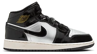 Jordan Boys AJ 1 Mid SE Uni - Boys' Grade School Shoes Black/Gold/Silver