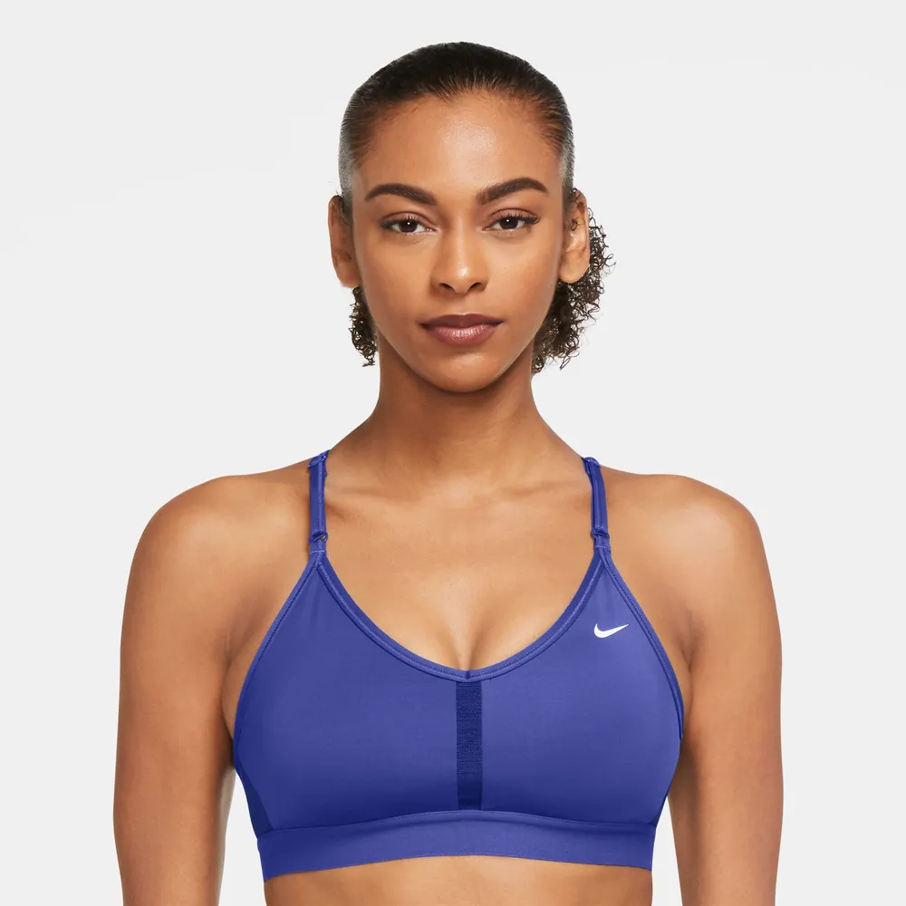 Nike Womens Nike Indy V-Neck Bra - Womens Blue Size L