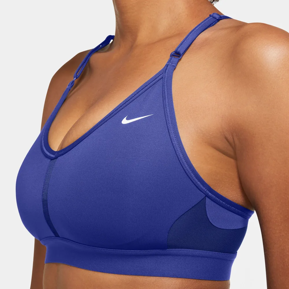 Nike Womens Nike Indy V-Neck Bra - Womens Blue Size L