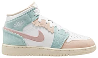 Jordan Girls Air 1 Mid SE - Girls' Grade School Shoes Pink Oxford/Jade Ice/White