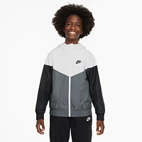 Nike Boys Nike Windrunner Hooded Jacket - Boys' Grade School Black/White/Smoke Grey Size L