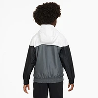 Nike Boys Nike Windrunner Hooded Jacket - Boys' Grade School Black/White/Smoke Grey Size L