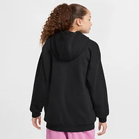 Nike Girls NSW Club Fleece Oversized PO Hoodie - Girls' Grade School Black/White