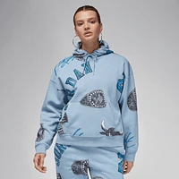 Jordan Womens Brooklyn AOP Fleece Hoodie - Blue/Sail