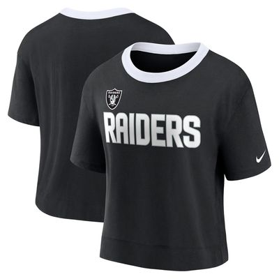 Lids Las Vegas Raiders Nike Women's Nickname Tri-Blend Performance Crop Top  - Black/White