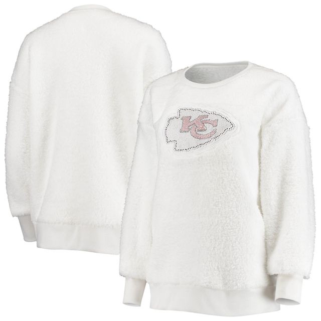 Women's Kansas City Chiefs White Cuce Victory V-Neck Pullover Sweatshirt