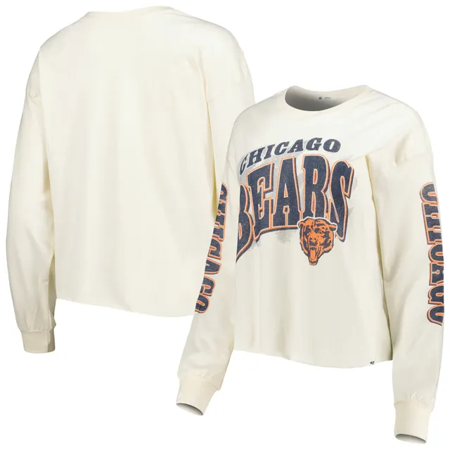 Women's '47 Navy Chicago Bears Skyler Parkway Cropped Long Sleeve T-Shirt