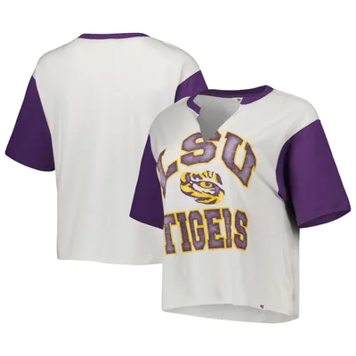 47 Brand LSU Inner Glow Dolly Cropped V-Neck T-Shirt - Women's