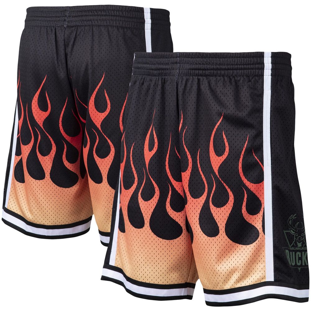 Mitchell & Ness Bucks 2000/01 Flames Swingman Shorts - Men's