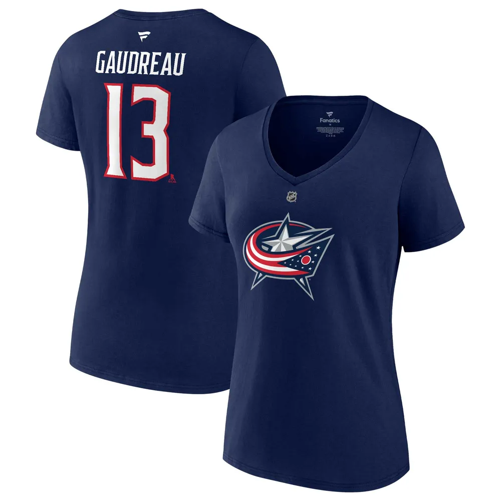 Fanatics Blue Jackets Authentic Stack V-Neck T-Shirt - Women's