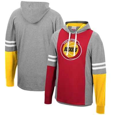 Mitchell & Ness Rockets Color Blocked Long Sleeve Hoodie T-Shirt - Men's