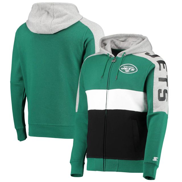 NEW YORK JETS TAKE THE FIELD TRI-COLOR BLOCK HOODED FLEECE PULLOVER