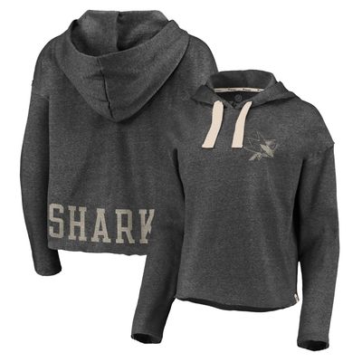 Fanatics Sharks Cropped Raw Edge Pullover Hoodie - Women's