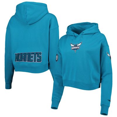 Pro Standard Hornets Classic Fleece Cropped Pullover Hoodie - Women's