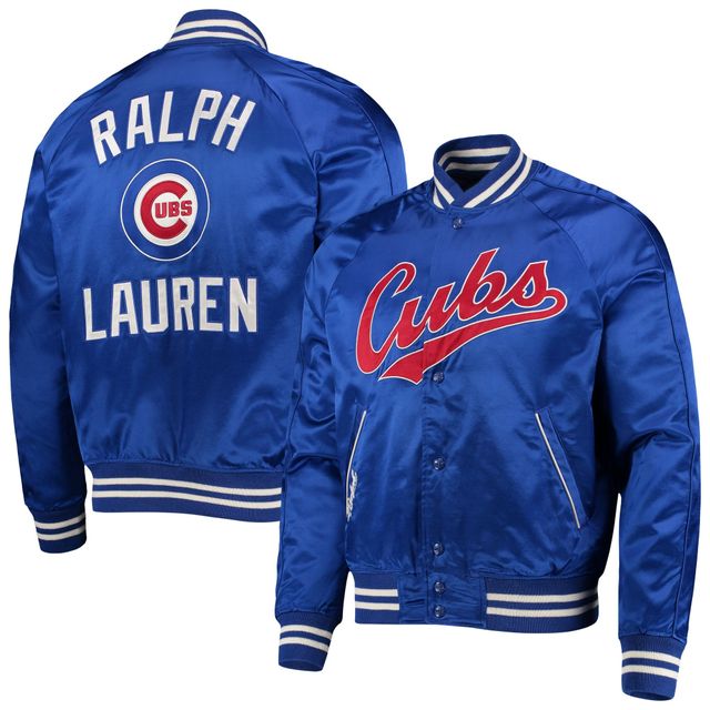 Men's Chicago Cubs JH Design Navy Wool & Leather Embroidered Logo Full-Snap  Jacket