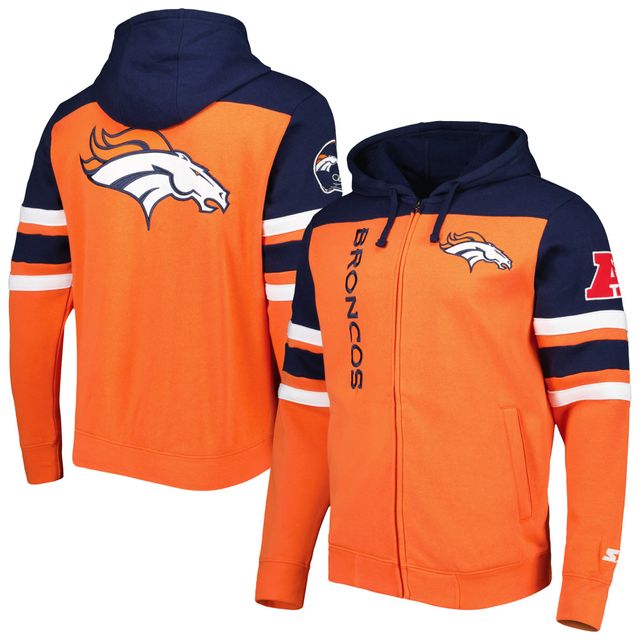 Men's Antigua Heather Black Denver Broncos Fortune Quarter-Zip Pullover  Jacket