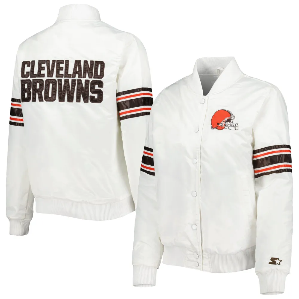 Starter Browns Line Up Full-Snap Varsity Jacket - Women's