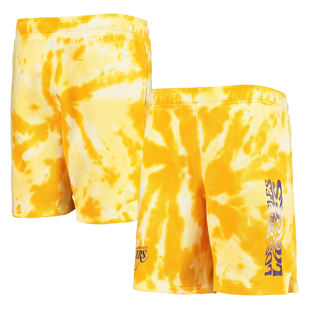 Outerstuff Boys Lakers Santa Monica Tie-Dye Shorts - Boys' Grade School Gold/White/Purple