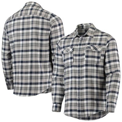 Antigua Yankees Ease Flannel Button-Up Long Sleeve Shirt - Men's