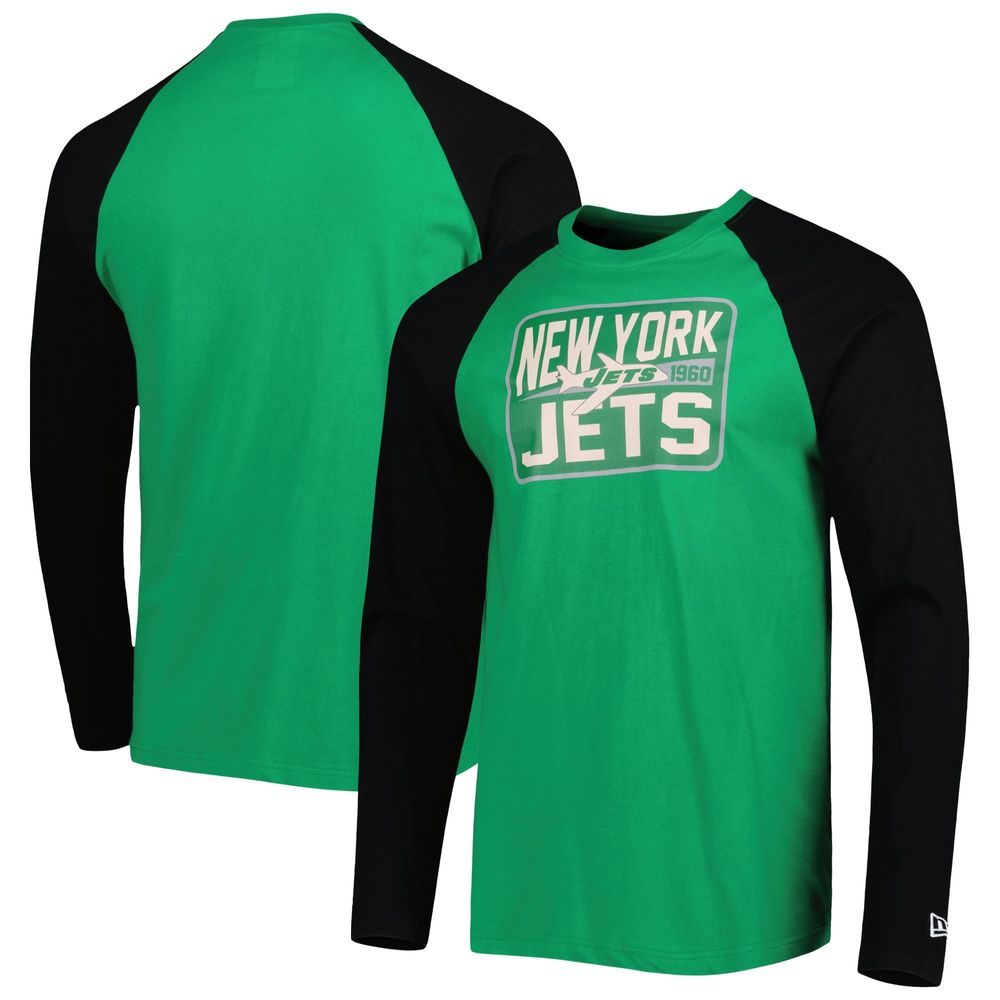 New Era Jets Throwback Raglan Long Sleeve T-Shirt - Men's