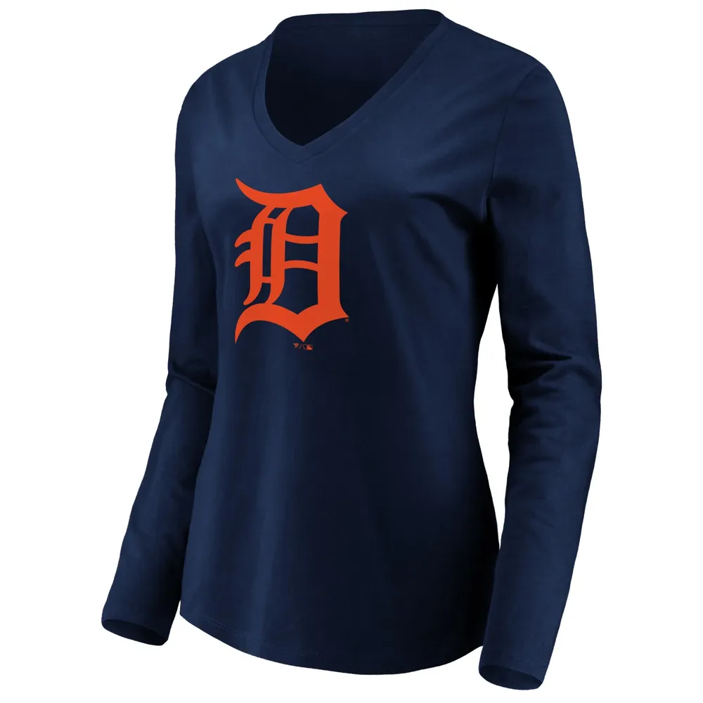 Fanatics Tigers Official Logo Long Sleeve V-Neck T-Shirt - Women's