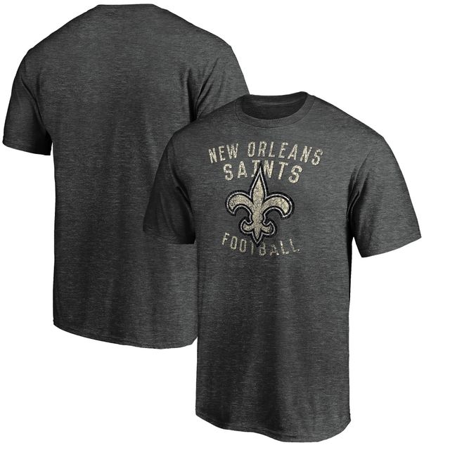 Men's Fanatics Branded Black/Heathered Gray New Orleans Saints Colorblock T-Shirt