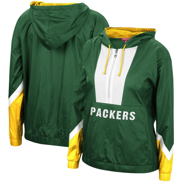 Mitchell & Ness Packers Half-Zip Windbreaker Hoodie - Women's