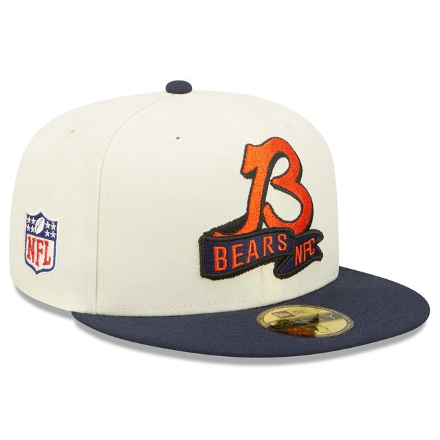 Men's New Era White Chicago Bears B Logo Omaha 59FIFTY Fitted Hat