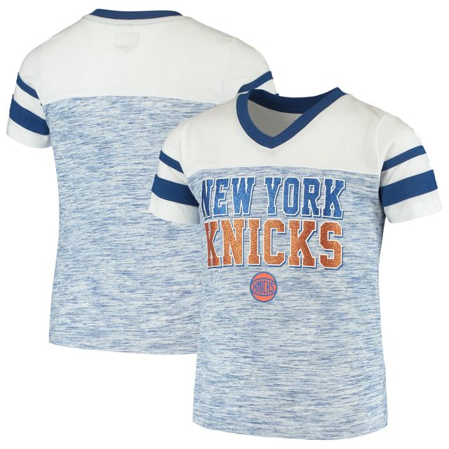 New Era Knicks Space Dye Jersey V-Neck T-Shirt - Girls' Grade School