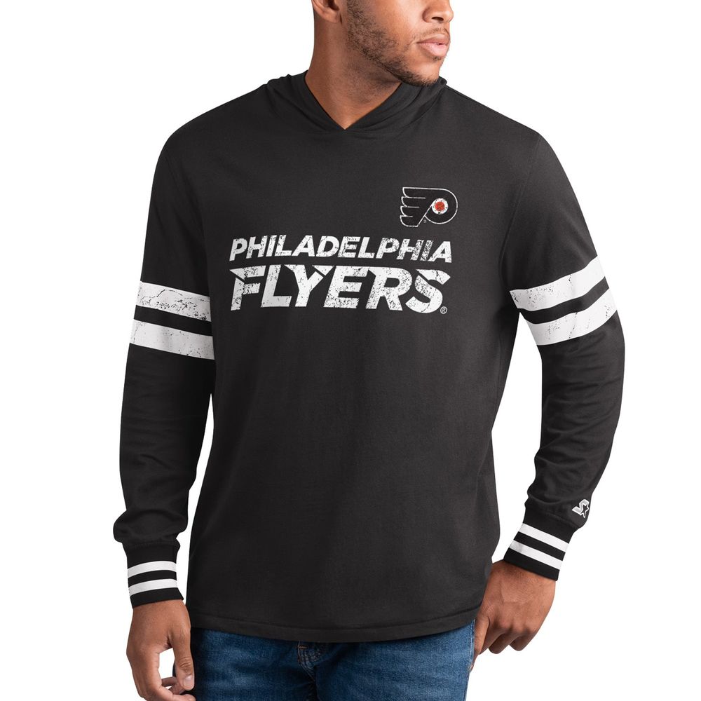 Men's Starter Black Philadelphia Flyers Offense Long Sleeve Hoodie T-Shirt