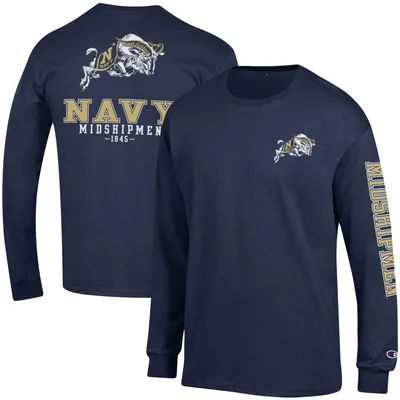 Champion Navy Team Stack Long Sleeve T-Shirt - Men's