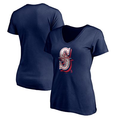 Lids Seattle Mariners Women's Plus Colorblock T-Shirt - White/Navy