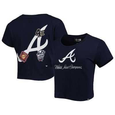 Women's Tiny Turnip White Atlanta Braves Stitched Baseball T-Shirt