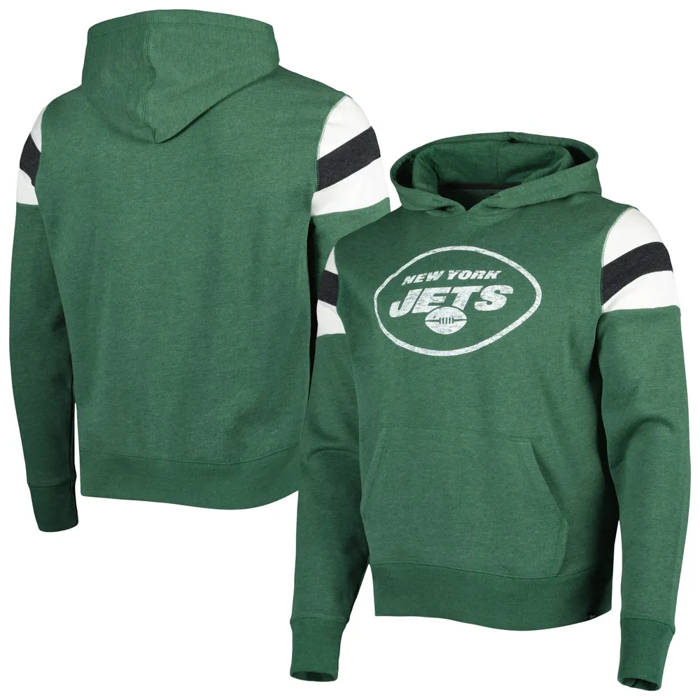 Men's Fanatics Branded Heathered Gray New York Jets Fade Out Pullover Hoodie