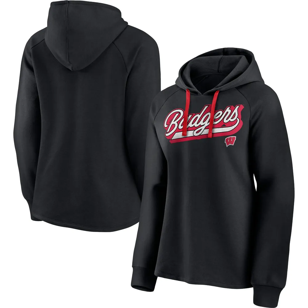 Fanatics Wisconsin Script Raglan Pullover Hoodie - Women's