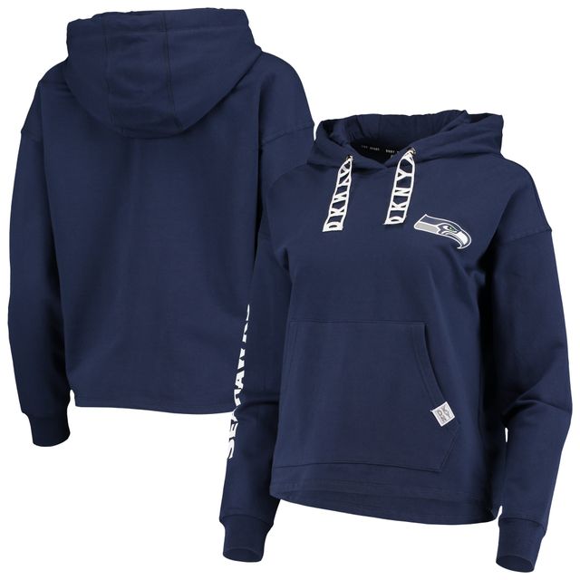 Women's Wear by Erin Andrews Navy/White Seattle Seahawks Plus Size Color Block Full-Zip Hoodie