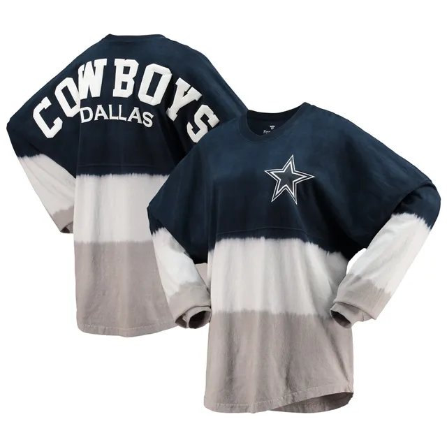 Women's Navy Dallas Cowboys Practice Glitter Long Sleeve T-Shirt