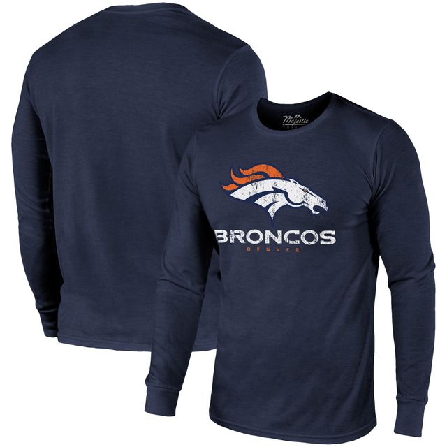 Majestic Threads Broncos Lockup Tri-Blend Long Sleeve T-Shirt - Men's
