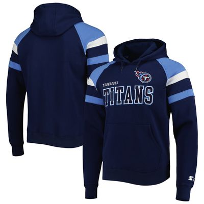 Starter Titans Draft Fleece Raglan Pullover Hoodie - Men's