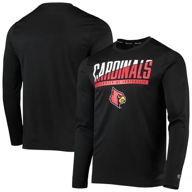 Men's Champion Black Louisville Cardinals Wordmark Slash Long Sleeve T-Shirt Size: Small