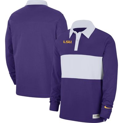 Nike LSU Striped Long Sleeve Polo - Men's