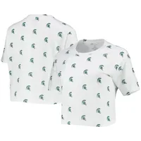 Boxercraft Michigan State Cropped Allover Print T-Shirt - Women's