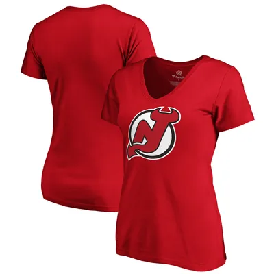 Fanatics Devils Team Primary Logo V-Neck T-Shirt - Women's